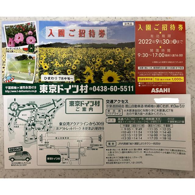 東京ドイツ村　入園ご招待券　１枚 チケットの施設利用券(遊園地/テーマパーク)の商品写真