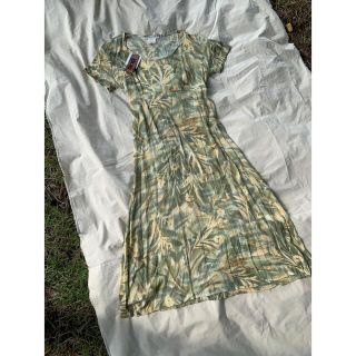 アメリヴィンテージ(Ameri VINTAGE)のvintage floral flower green yellow dress(ロングワンピース/マキシワンピース)