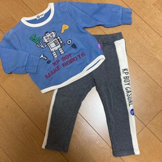 ニットプランナー(KP)のkp boy ロボットトレーナーと縦ラインパンツ　90 上下セット(Tシャツ/カットソー)