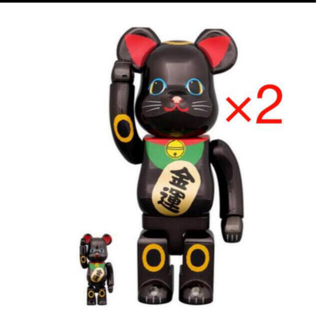 Be@rbrick 招き猫 銀 x 黒 1000%