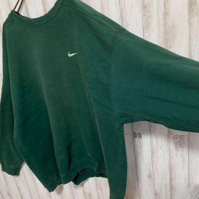 購入ネット 【激レア】 90s USA製 ナイキ ビンテージ 人気色 刺繍 スウェット 緑