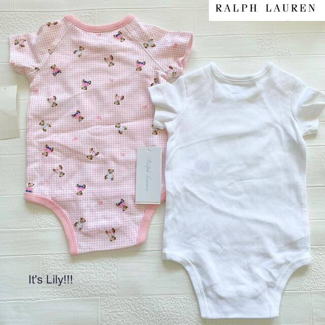 Ralph Lauren(ラルフローレン)の左一枚のみ　3m60cm ロンパース　人気　　ベア　チェック キッズ/ベビー/マタニティのベビー服(~85cm)(ロンパース)の商品写真