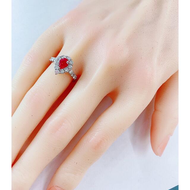 ★1.0ct★✨ビルマ産ピジョンブラッドルビー1.2ctダイヤモンドリング指輪 レディースのアクセサリー(リング(指輪))の商品写真