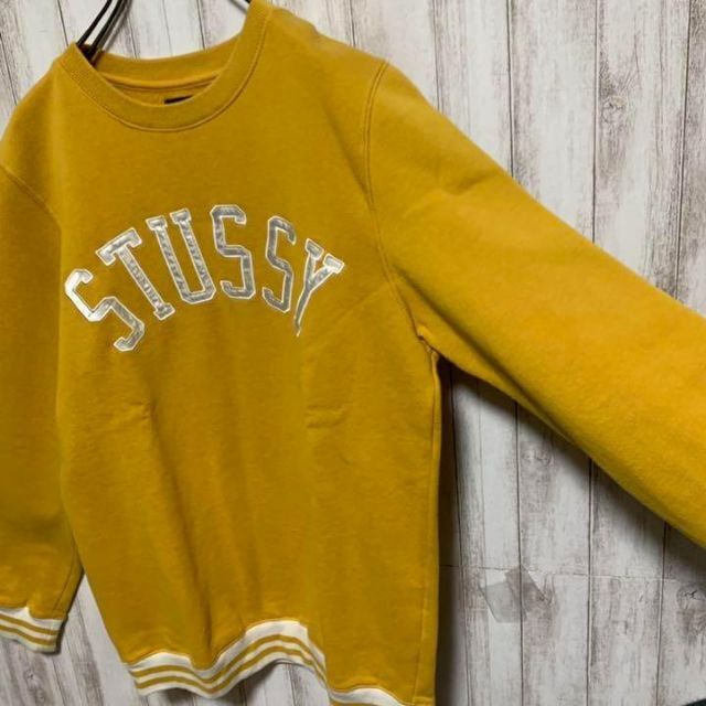 STUSSY(ステューシー)の【激レア】 美品 ステューシー 刺繍 カレッジロゴ リブライン スウェット メンズのトップス(スウェット)の商品写真