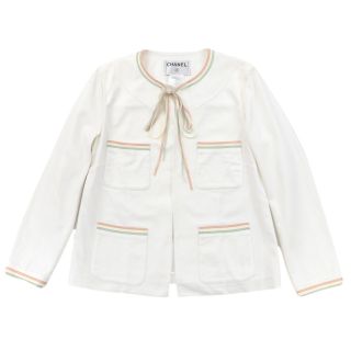 夏・お店屋さん CHANEL☆定番☆ノーカラーコットンジャケット