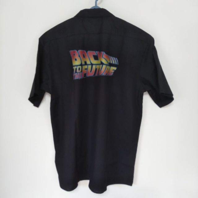 US輸入  バック・トゥ・ザ・フューチャー ロゴ ワークシャツ　黒　XL *
