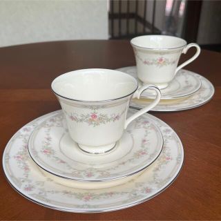 ロイヤルドルトン(Royal Doulton)の【美品】ロイヤルドルトン★TAMARA★ローズガーランド　トリオ　ペア(食器)