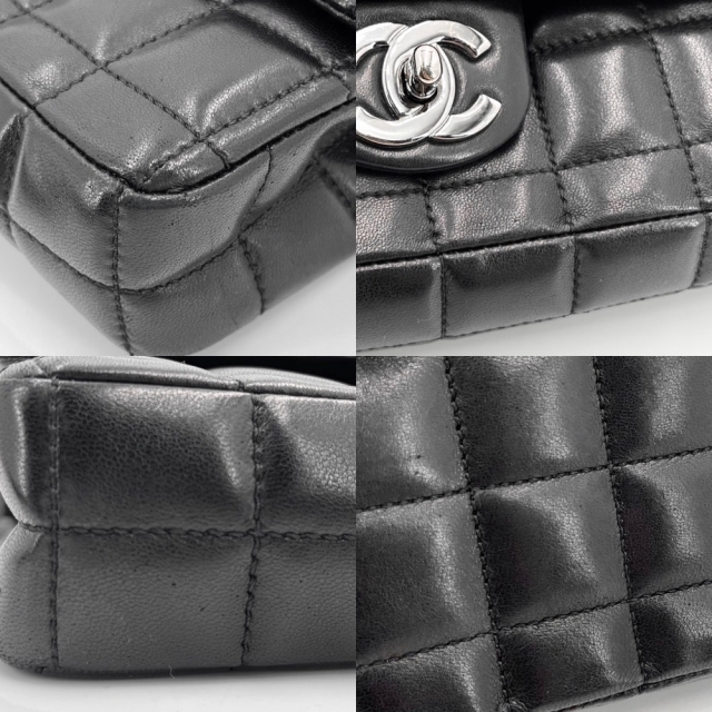 CHANEL シャネル ショルダーバッグ チェーンショルダー チョコバー ココマーク ターンロック ギャランティカードなし・シールあり ラムスキン    ブラック 黒 シルバー金具 レディース 人気【品】