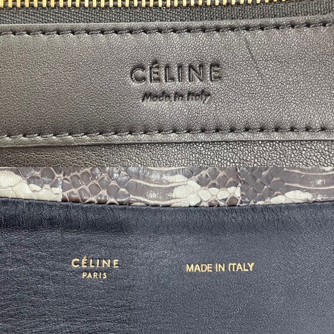 CELINE セリーヌ トートバッグ ハンドバッグ カバ ホリゾンタル 蛇柄 A4対応 かばん 鞄 メンズ レディース パイソン  レザー   ブラック 黒 ゴールド金具 ユニセックス 定番【品】