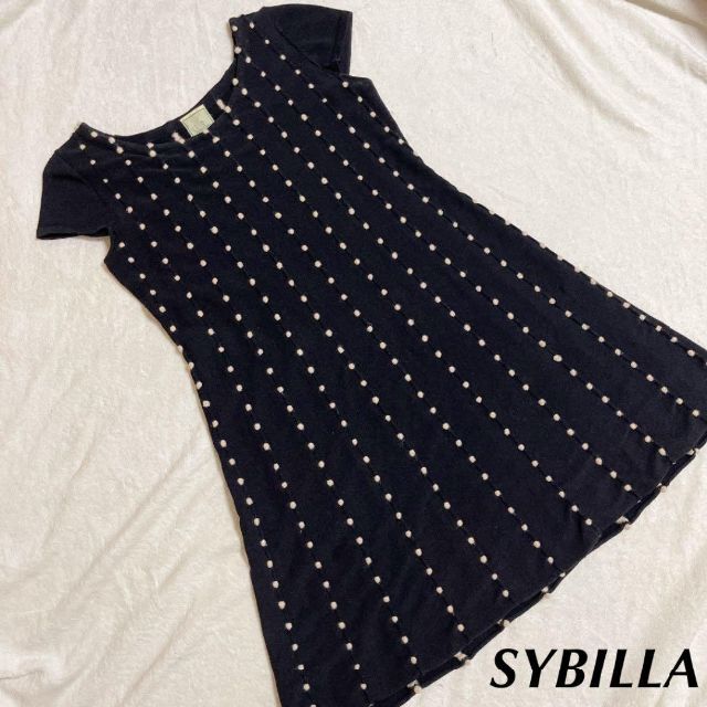 シビラ ワンピース 黒 ブラック ニット Mサイズ SYBILLA