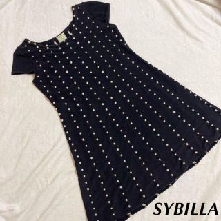 シビラ(Sybilla)のシビラ ワンピース 黒 ブラック ニット Mサイズ SYBILLA(ひざ丈ワンピース)