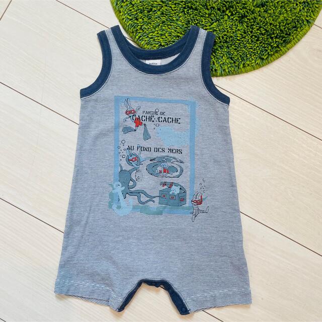 PETIT BATEAU(プチバトー)のプチバトー 6m 67cm ノースリーブ ロンパース キッズ/ベビー/マタニティのベビー服(~85cm)(ロンパース)の商品写真