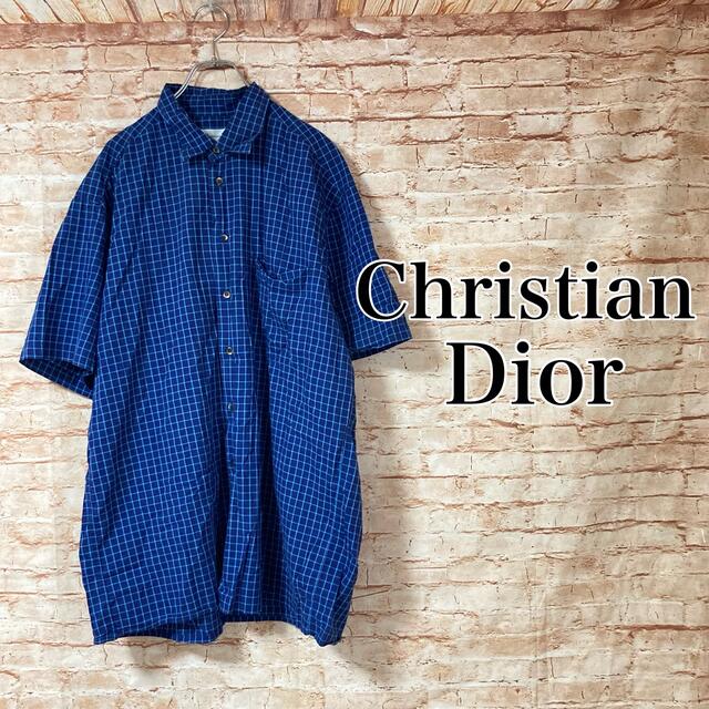 クリスチャンディオール Christian Dior シャツ 半袖 羽織り 青色