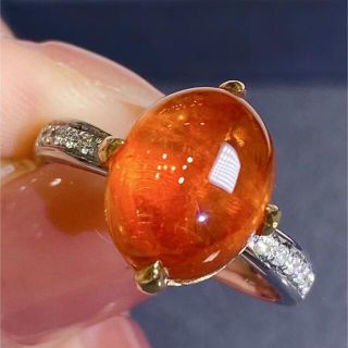 天然スべサルティンガーネット ダイヤ リング7.8ct k18 ¥の通販 by Rui ... 天然スべサルティンガーネット ダイヤ リング7.8ct k18 ¥
