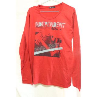 メンズメルローズ(MEN'S MELROSE)のプロフMENS MELROSE INDEPENDENTロングTレッド/良品美品4(Tシャツ/カットソー(七分/長袖))