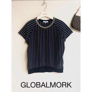 グローバルワーク(GLOBAL WORK)の美品 GLOBALMORK グローバルワーク ビジュー Tシャツ　カットソー(Tシャツ(半袖/袖なし))