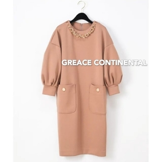 グレースコンチネンタル(GRACE CONTINENTAL)の【美品】 グレースコンチネンタル チェーンダンボールニット ワンピース(ひざ丈ワンピース)