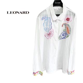 レオナール(LEONARD)の希少★LEONARD レオナール 刺繍 シースルー ロゴプレート付 長袖シャツ (シャツ/ブラウス(長袖/七分))