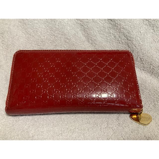 Gucci 長財布 グッチ マイクロシマ ラウンドファスナー エナメル