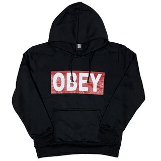 オベイ(OBEY)のOBEY オベイ ブランドロゴ プルオーバーパーカー ブラック XL(パーカー)