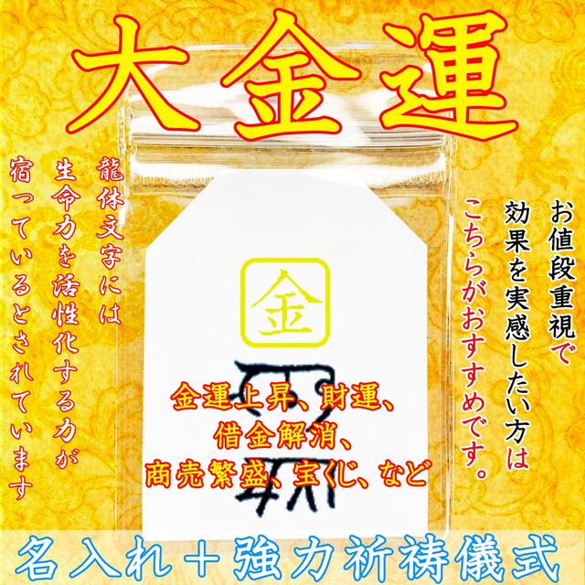 龍体文字お守り·名入れ祈祷·強力 龍神 大金運財運借金解消商売繁盛 ...