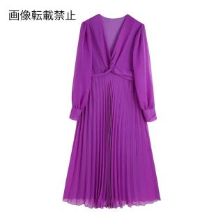 👒8月新作🏝8735◇purple パープル カシュクール ワンピース(ひざ丈ワンピース)