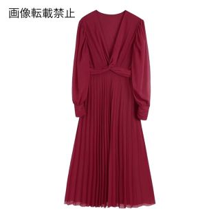 👒8月新作🏝8736◇ボルドー カシュクール ワンピース(ひざ丈ワンピース)