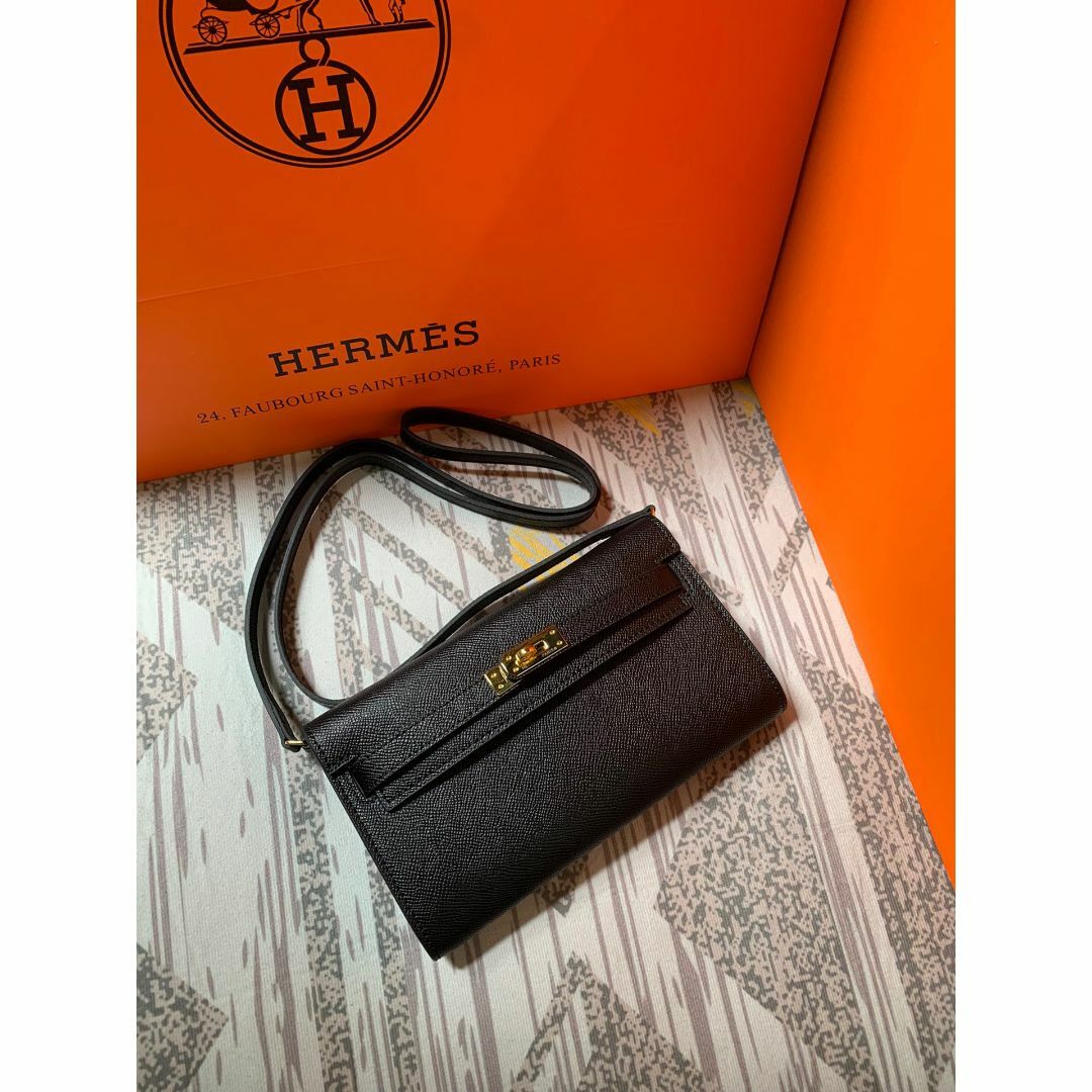 新品 HERMES ケリークラシックノワール ゴールド