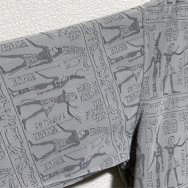 90s SP メンズ レトロ 古着 総柄 長袖 柄シャツ 総柄シャツ ポリシャツ ...