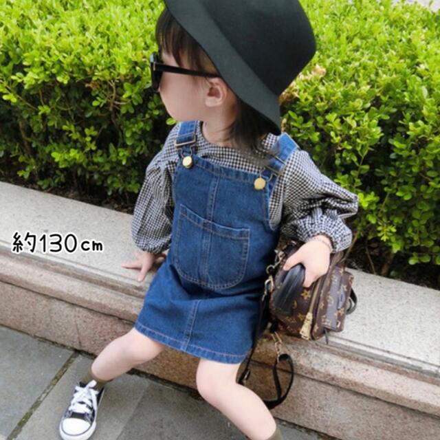 約130センチ　デニムワンピース キッズ/ベビー/マタニティのキッズ服女の子用(90cm~)(ワンピース)の商品写真