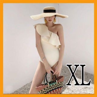 XL ティアードフリル　ビッグフリル　ワンショルダー　ワンピース　水着　韓国(水着)