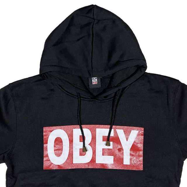 OBEY(オベイ)のOBEY オベイ ブランドロゴ プルオーバーパーカー ブラック S メンズのトップス(パーカー)の商品写真