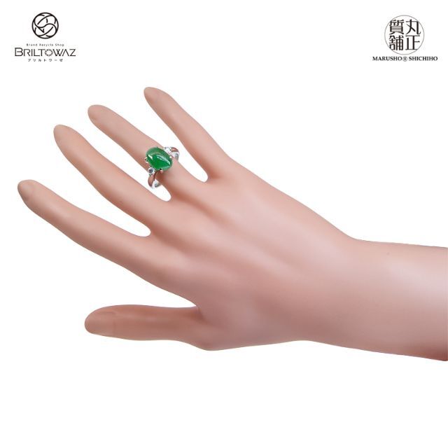 Pt900 ヒスイ 4.31ct ダイヤ 0.33ct リング 指輪 17号 5月誕生石 ...