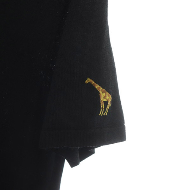 Mila Owen(ミラオーウェン)のミラオーウェン Tシャツ風ロゴニット カットソー 半袖 刺繍 0 黒 ブラック レディースのトップス(カットソー(半袖/袖なし))の商品写真