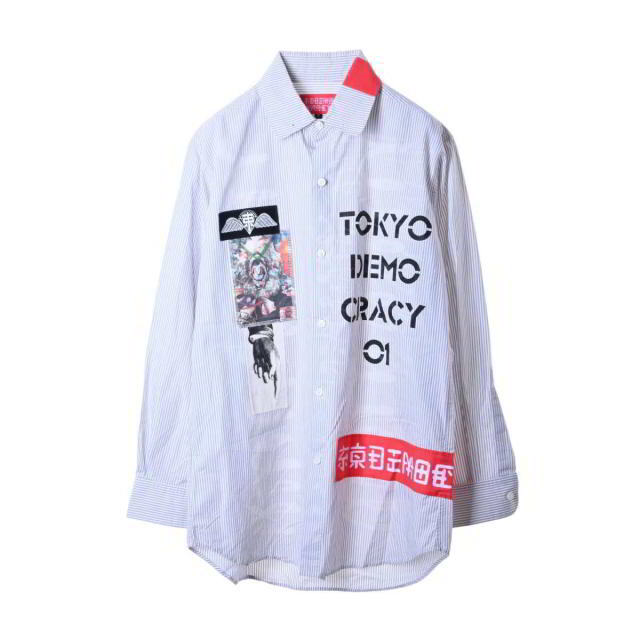 TOKYO DEMOCRACY KOU ワッペン ストライプ アナーキー シャツ | フリマアプリ ラクマ TOKYO DEMOCRACY KOU ワッペン ストライプ アナーキー シャツ | フリマアプリ ラクマ