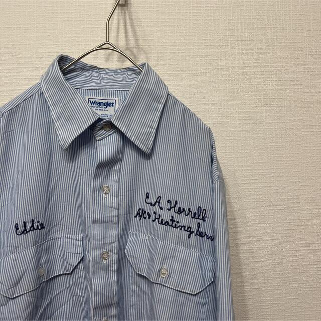 【超希少】古着　ヴィンテージ　ラングラー　所有者　刺繍シャツ　ストライプ メンズのトップス(シャツ)の商品写真
