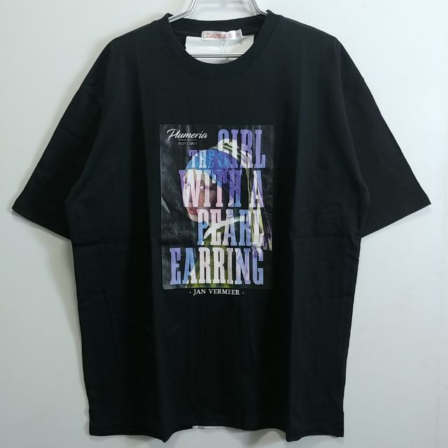 新品　絵画シリーズ　フェルメール　真珠の耳飾りの少女　L　黒　絵画 メンズのトップス(Tシャツ/カットソー(半袖/袖なし))の商品写真