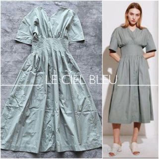 ルシェルブルー(LE CIEL BLEU)の【美品】LE CIEL BLEU ルシェルブルー S グレーミントグリーン(ロングワンピース/マキシワンピース)