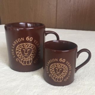 リサラーソン(Lisa Larson)の【新品大小セット】リサラーソン 60周年記念 限定マグ ライオン(グラス/カップ)