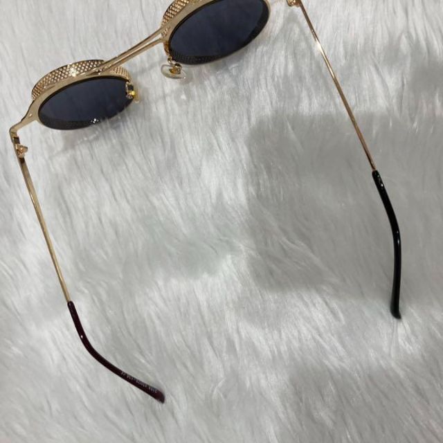 丸メガネ眼鏡サングラス個性的レトロめがねラウンドヴィンテージ金ミリタリーゴールド