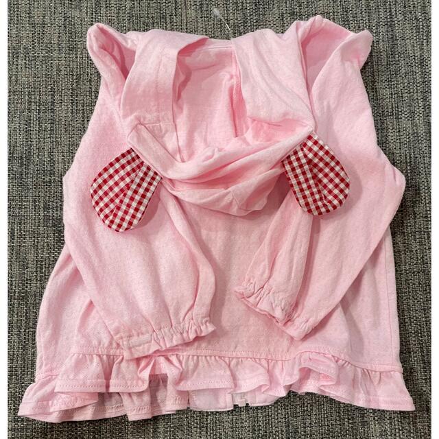 coeur a coeur(クーラクール)の新品 クーラクール うさみみいちごパーカー ピンク 90 キッズ/ベビー/マタニティのキッズ服女の子用(90cm~)(ジャケット/上着)の商品写真