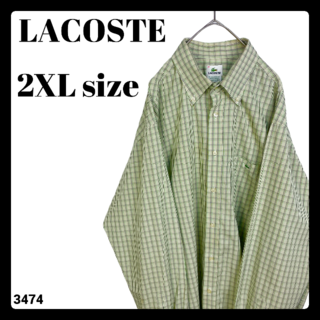 ラコステ(LACOSTE)のLACOSTE ラコステ 長袖シャツ グリーン系 チェック柄 緑 ビッグサイズ(シャツ)