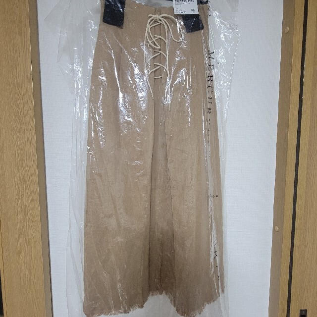 MERCURYDUO(マーキュリーデュオ)のマーキュリーデュオ　リネンレースアップタイトスカート レディースのスカート(ロングスカート)の商品写真