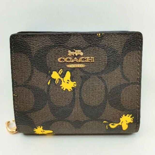 美品 コーチ COACH 二つ折り財布 ウォレット スヌーピー ウッド 美品 コーチ COACH 二つ折り財布 ウォレット スヌーピー ウッド