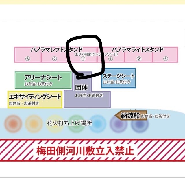 淀川花火大会 パノラマレフトスタンド ① 大人2枚 - その他