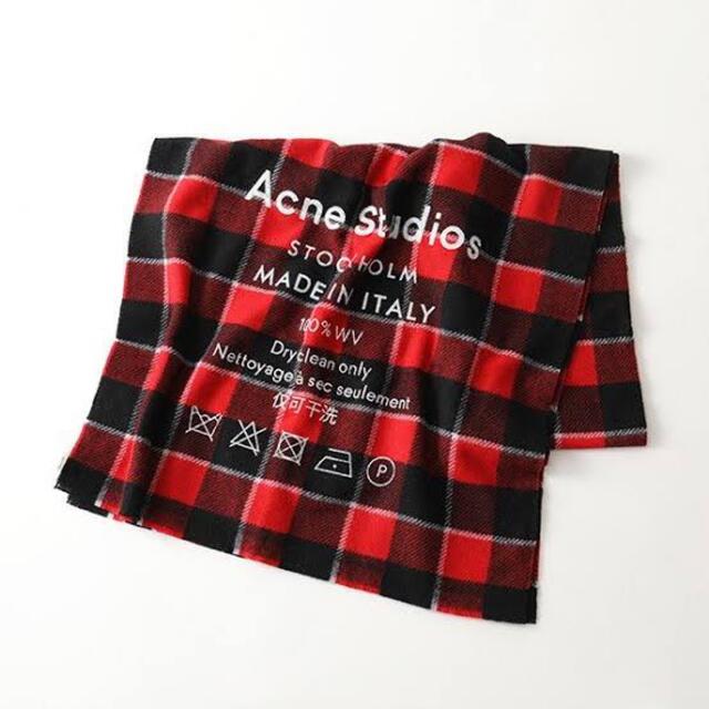 ACNE STUDIOS アクネ チェックマフラー 赤チェック ロゴ ACNE STUDIOS アクネ チェックマフラー 赤チェック ロゴ