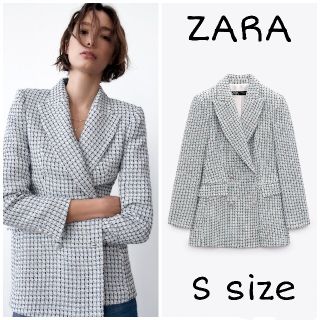 ザラ(ZARA)のZARA　ダブルブレスト ブレザー　Sサイズ　ブルー(テーラードジャケット)