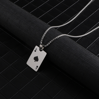 【限定商品】ネックレス　トランプ　スペード　エース　プレート　ストリート　チタン(ネックレス)