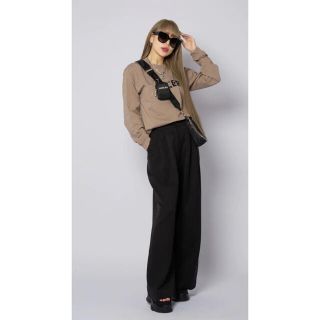 ミラーナイン(mirror9)のmirror9/ high waist wide pants/bk(カジュアルパンツ)