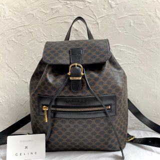 セリーヌ(celine)の【美品・超希少】セリーヌ 黒マカダム ミニリュック ゴールド金具 バックル(リュック/バックパック)